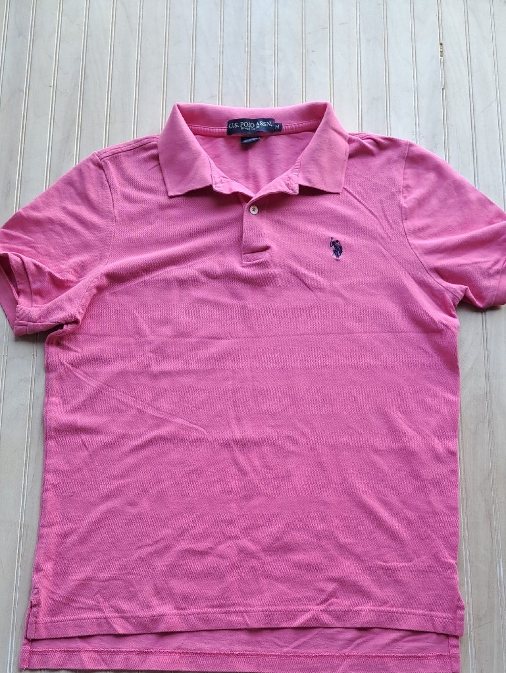 U.S. Polo Assn. Pink 100% Cotton Polo Shirt Men's Front Logo Causal Classic